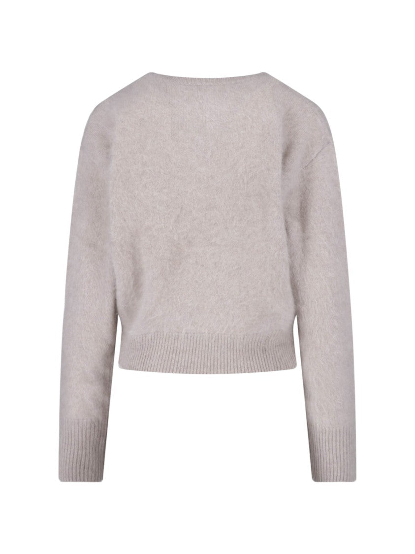 Almada Cropped Cashmere Cardigan With Round Neckline And Button Closure