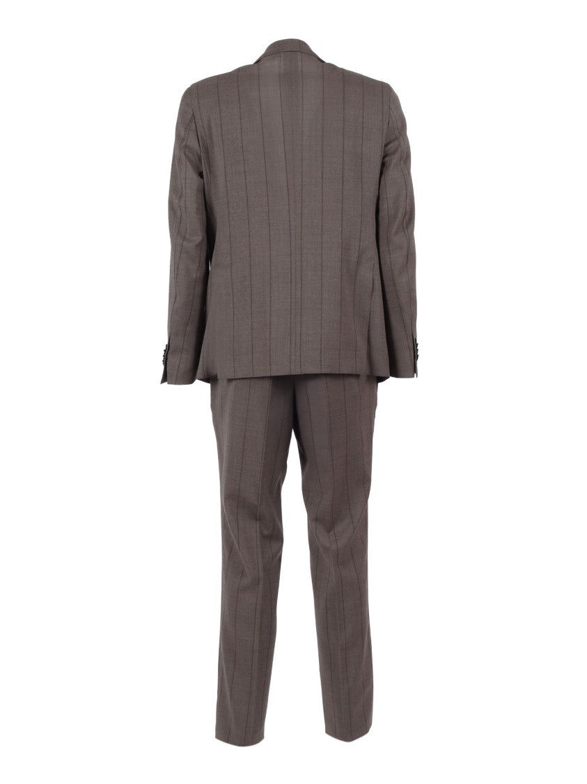 Brando-Lubiam Brown Virgin Wool Pinstripe Suit