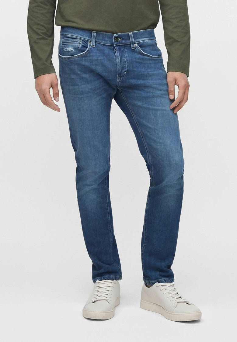 Dondup Classic Slim-Fit Medium Blue Distressed Jeans