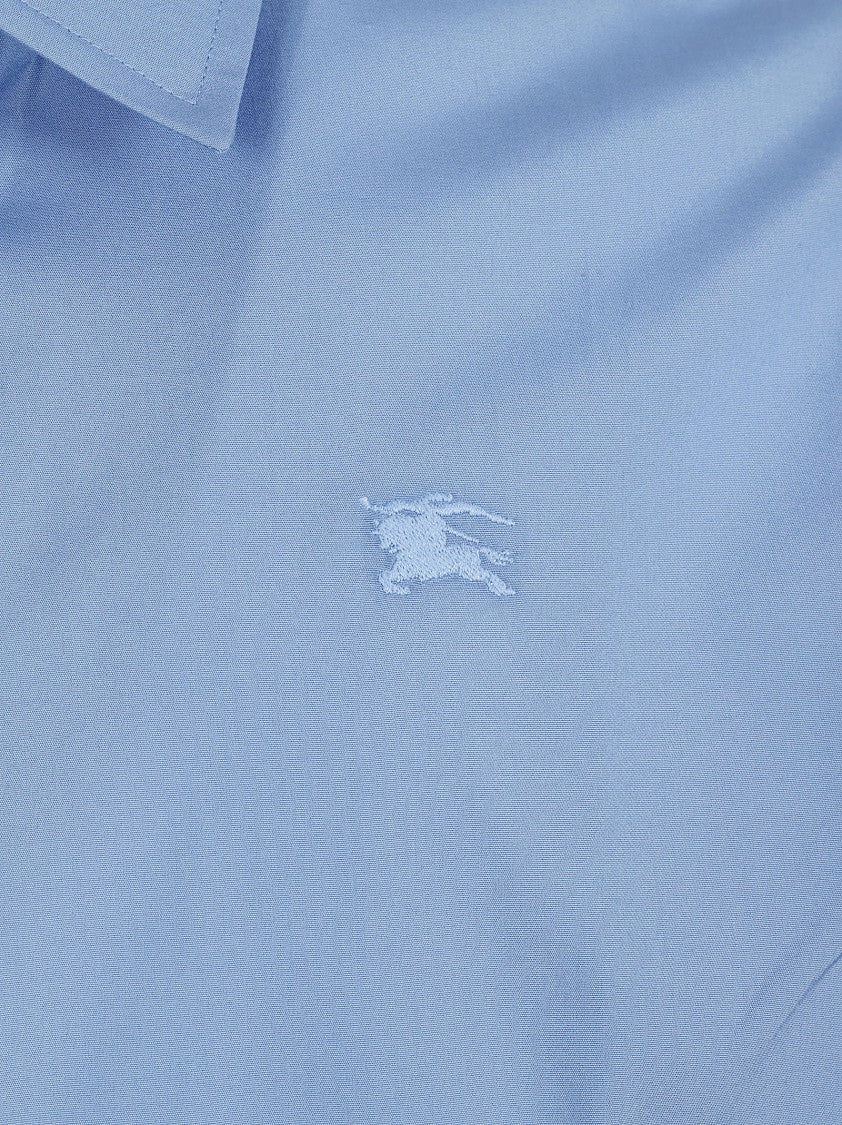 Burberry Long Sleeve Powder Blue Button-Down Shirt With Embroidered Logo