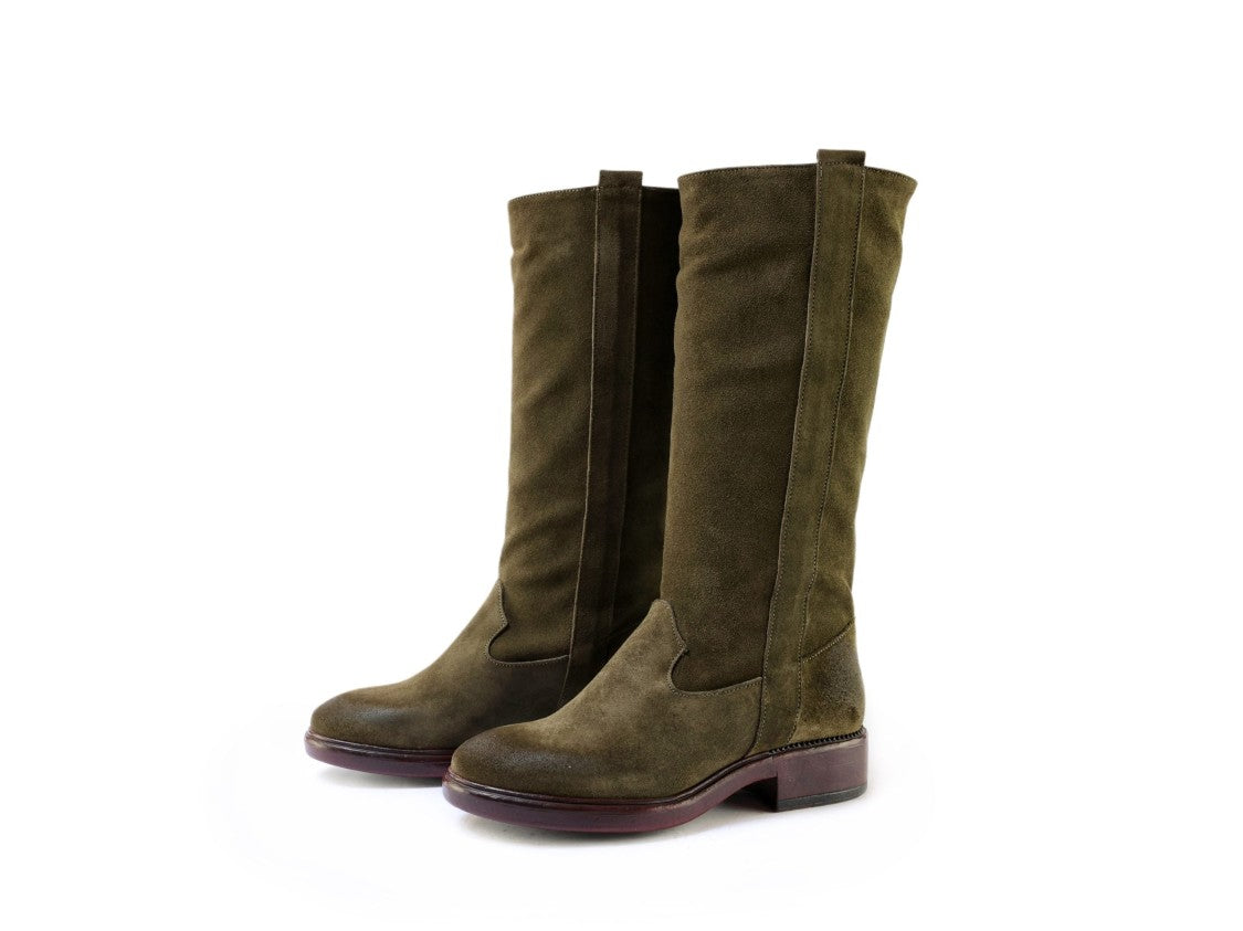 Ton Gout Baby Ankle Boots In Olive Suede