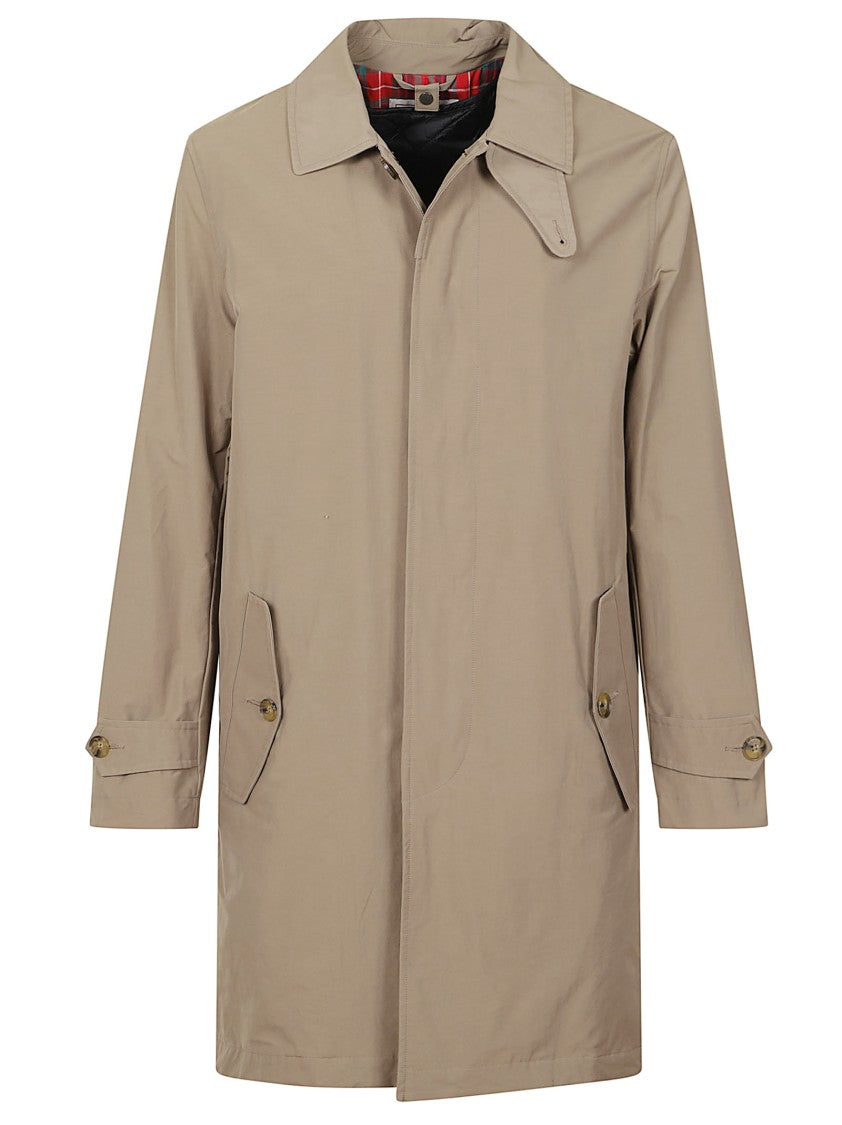 Baracuta Waterproof Tan Cotton Blend Coat With Iconic Tartan Lining