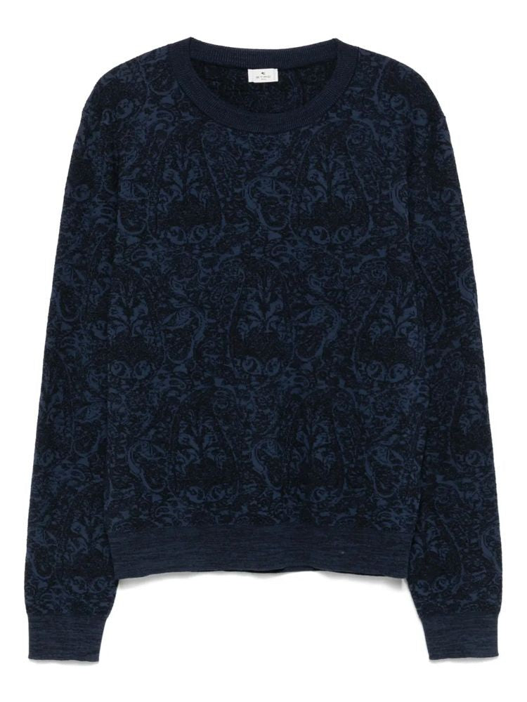 Etro Intricate Patterned Knitted Sweater With Classic Crew Neck