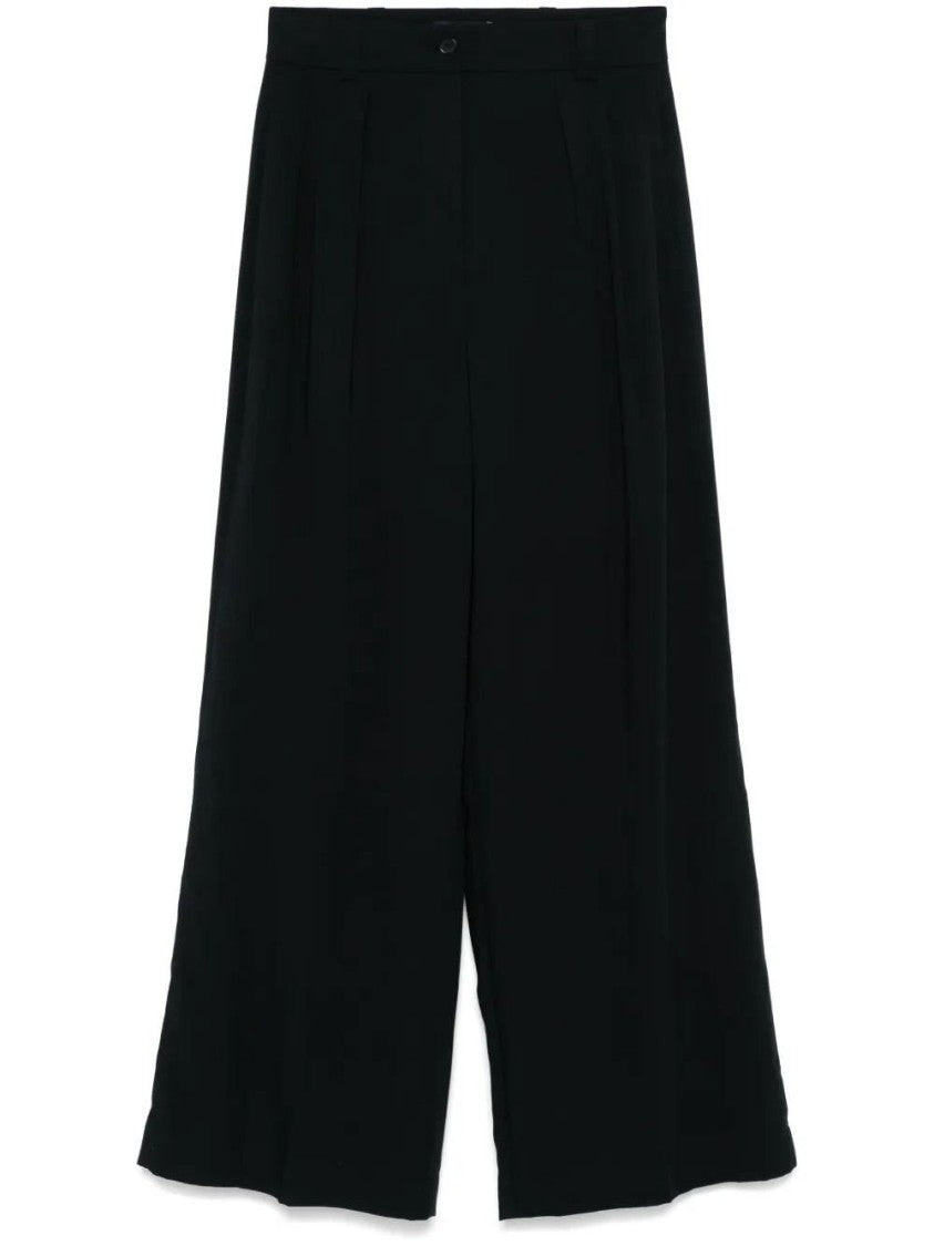 Joseph Wide-Leg Black Trousers With Pleated Front