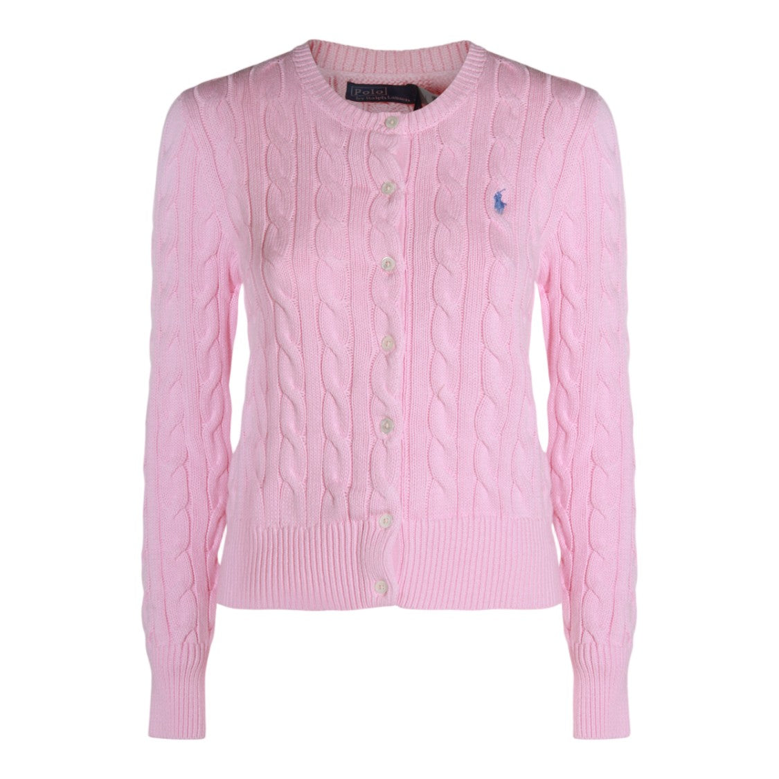 Polo Ralph Lauren Soft Pink Cable-Knit Cardigan With Button-Down Front