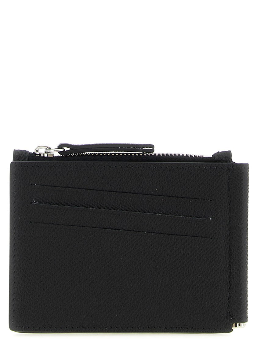 Maison Margiela Sleek Black Leather Wallet With Logo Embroidery