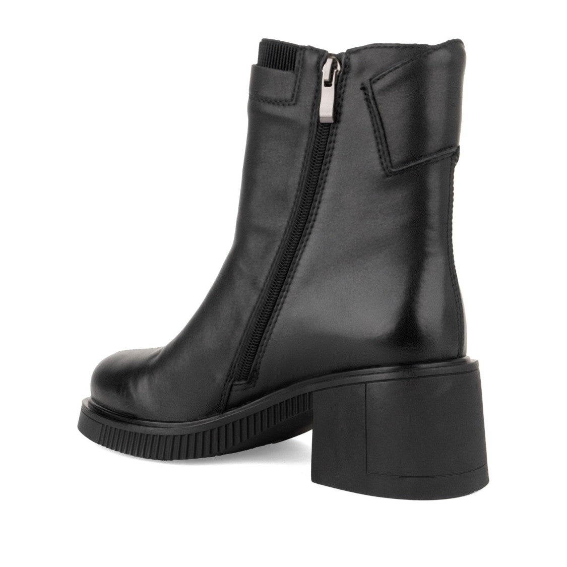 Linda Baumann Black Smooth Leather Sturdy Block Heel Ankle Boots