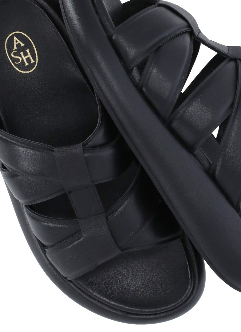 Ash Black Leather Vip Bis Sandals