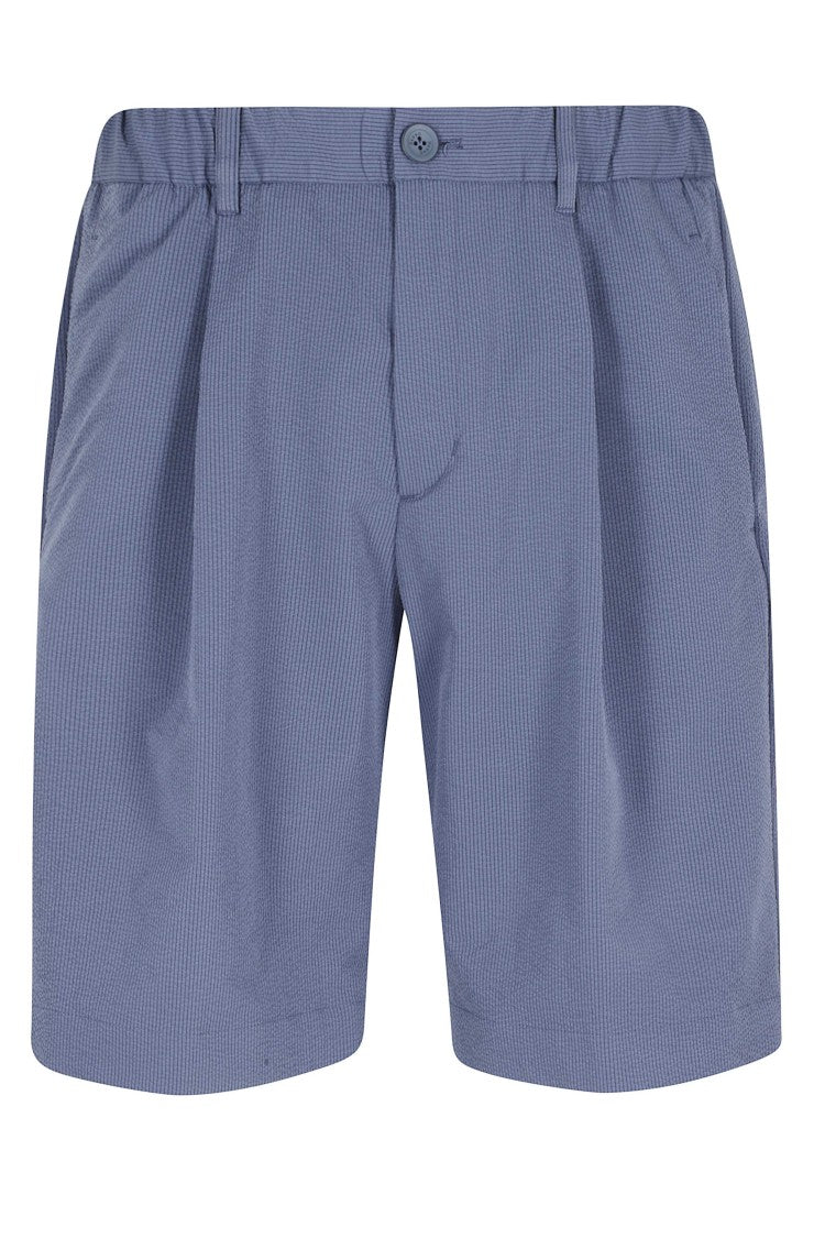 Herno Blue Bermuda Seer-Crease Seersucker Polyester Shorts