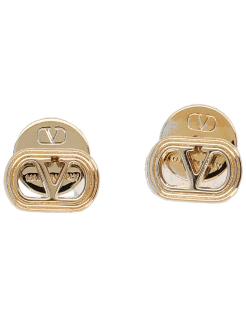 Valentino Garavani Ovalette Layered Brass Earrings