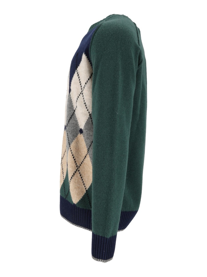 Ballantyne Argyle Ribbed Wool Sweater