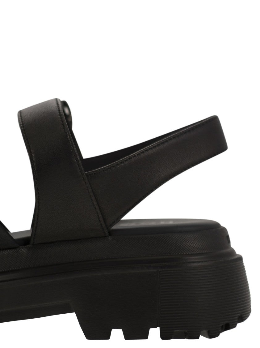 Hogan Leather Sandal With Midsole