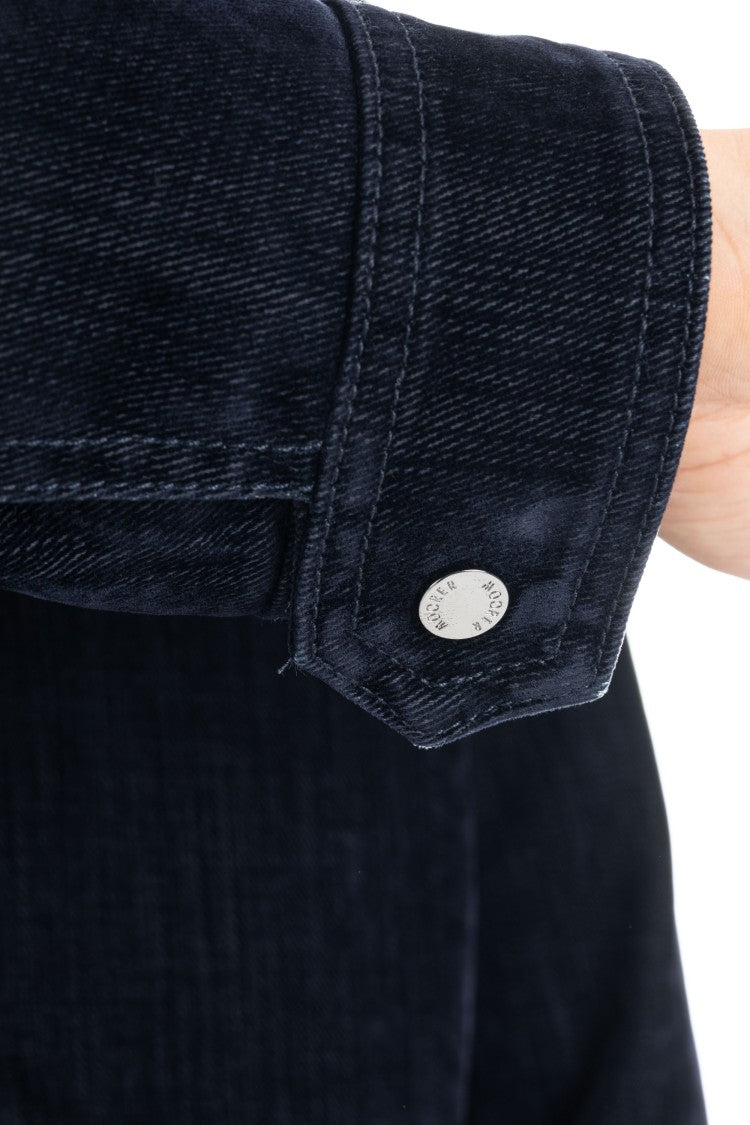 Moorer Flocked Denim Bomber Padded