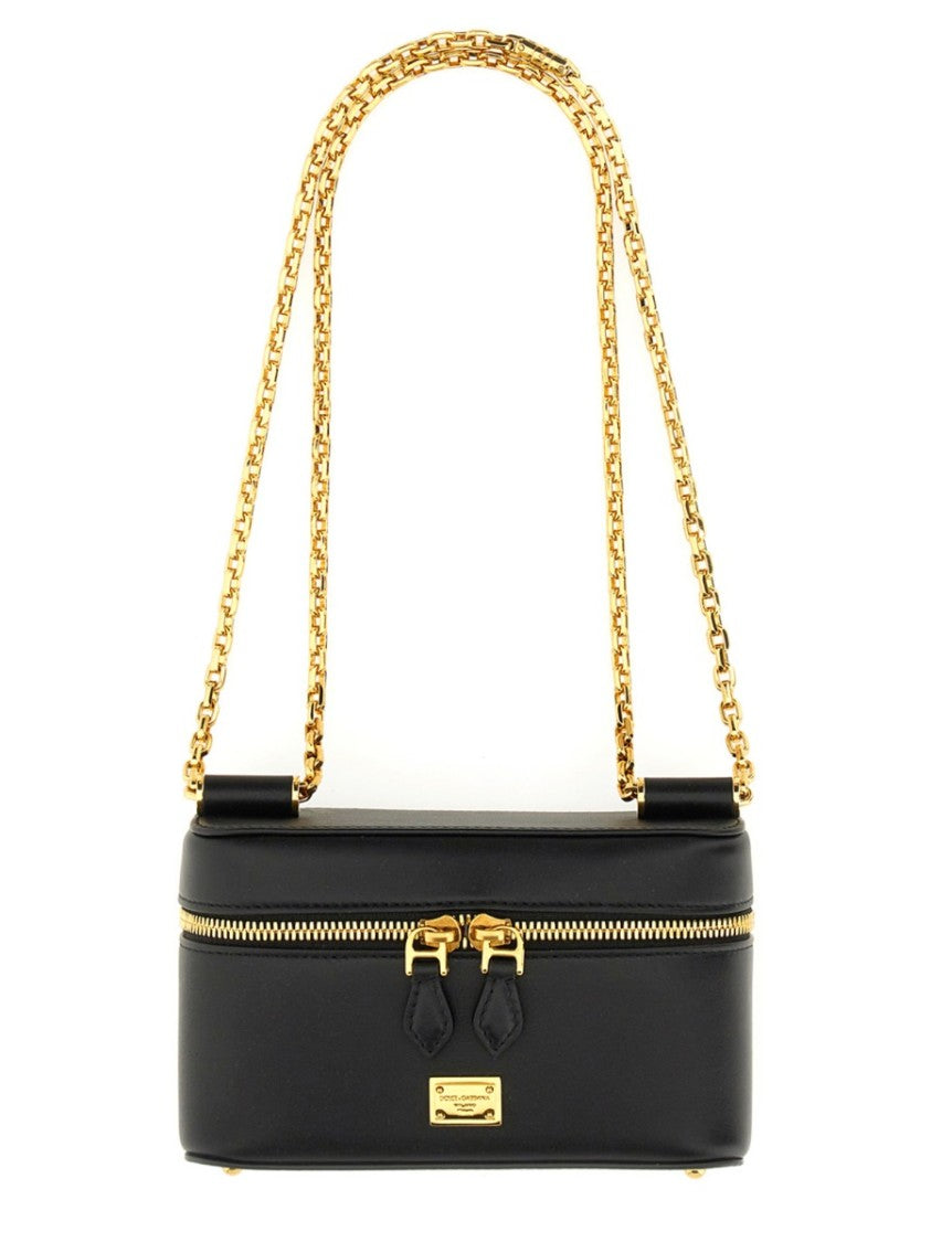 Dolce & Gabbana "Sicily" Black Leather Shoulder Bag