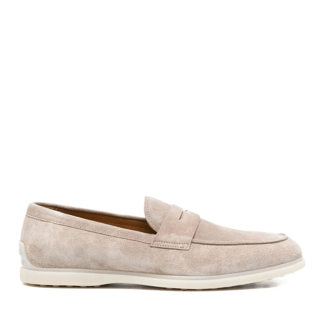 John Harrison Beige Suede Penny Strap Loafers