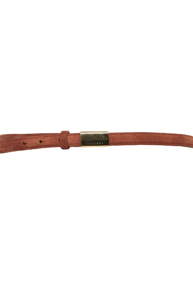 Orciani Suede Belt With Gold-Tone Buckle