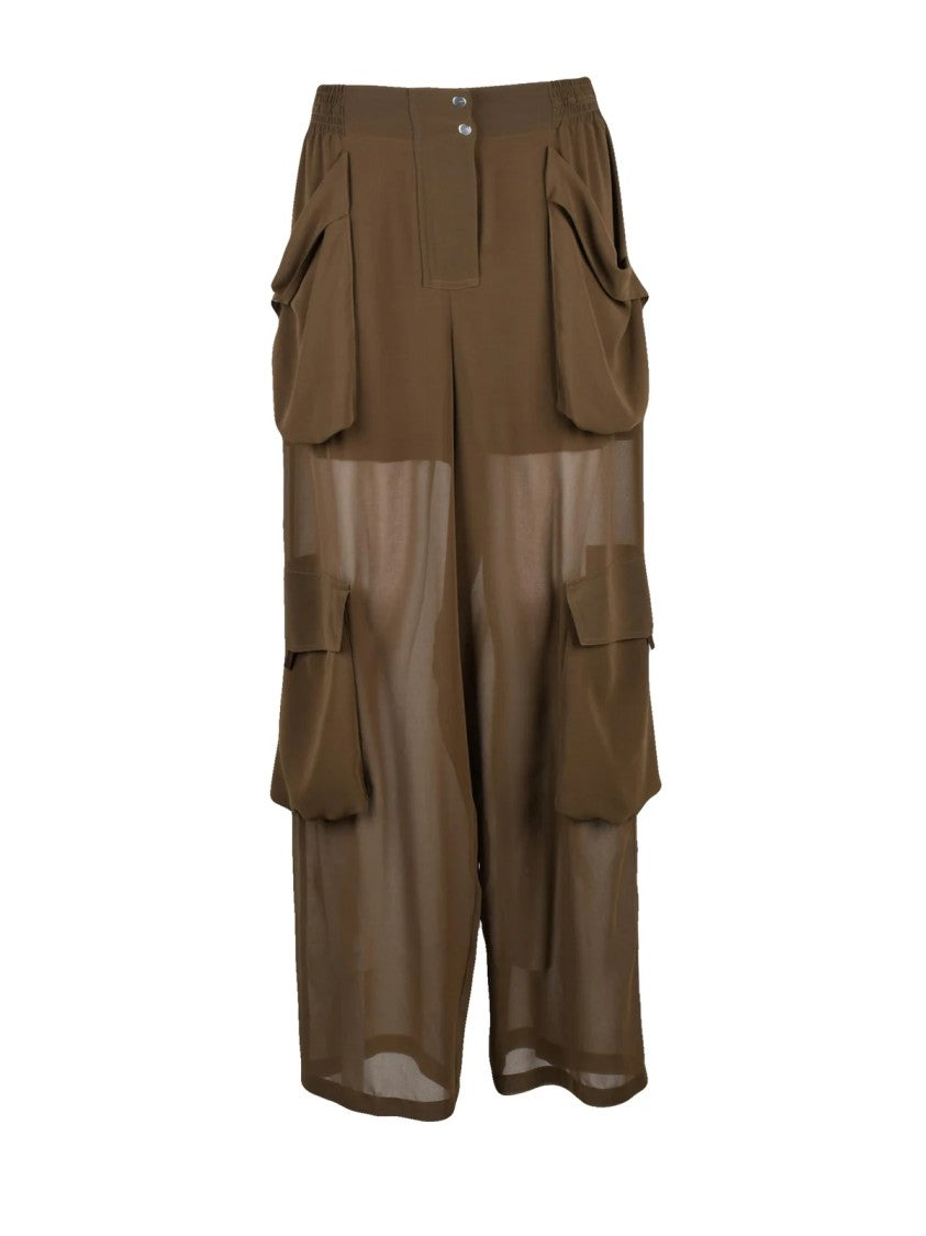 Pinko Pinko Sottocasa Voile Trousers - Olive Green
