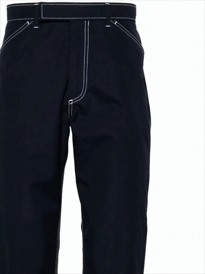Thom Browne Straight-Leg Trousers With Contrast White Stitching And Tailored Finish