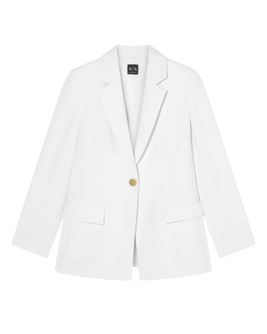 Armani Exchange White Tailored Collar Distinctive Details Contemporary Jacket