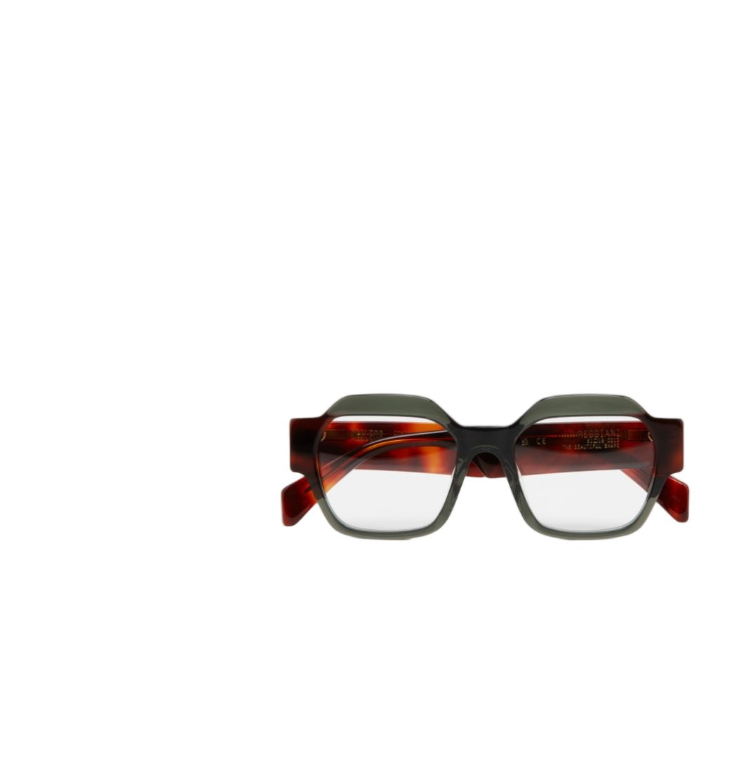 Kaleos Reggiani Geometric Tortoiseshell And Dark Green Kaleos Eyeglasses