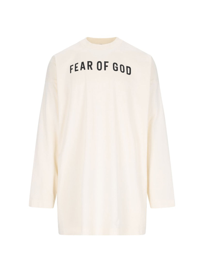 Fear Of God Thunderbird Logo T-Shirt In Cream Cotton