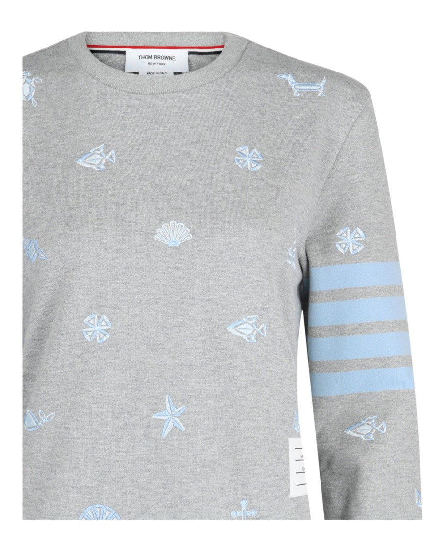 Thom Browne 4-Bar Nautical Crewneck Sweatshirt