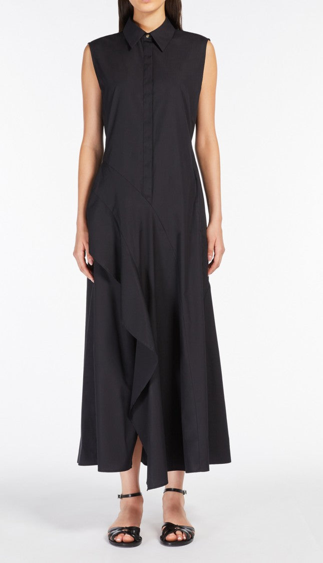 Max Mara Asymmetrical Black Midi Dress
