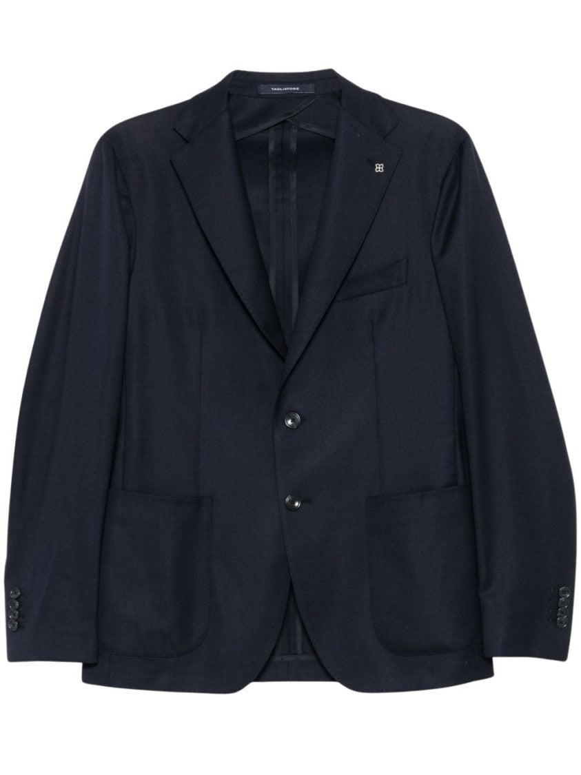 Tagliatore Tailored Blue Jacket With Notched Lapels
