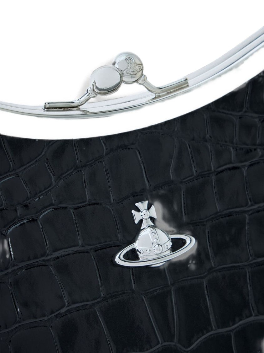 Vivienne Westwood Black Crocodile-Embossed Leather Wallet