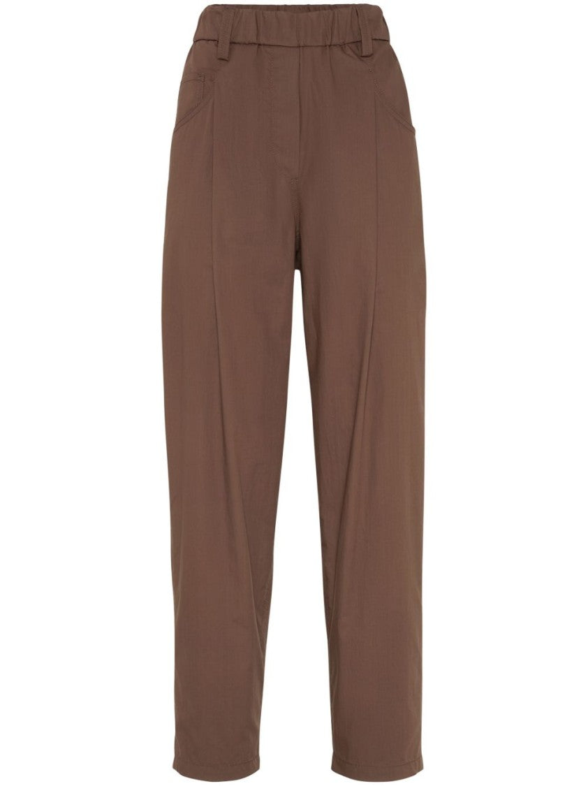 Brunello Cucinelli Chocolate Brown Trousers With Elasticated Waistband
