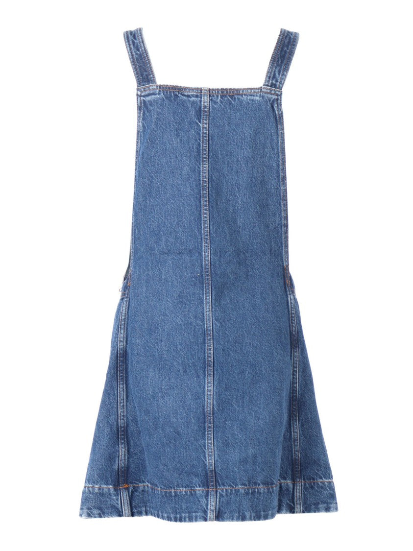 7 For All Mankind Dark Blue Dungaree Dress Le Blue