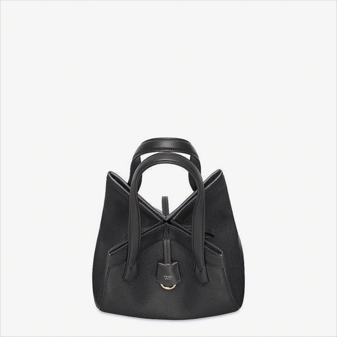 Fendi Structured Black Calf Leather Shoulder Bag