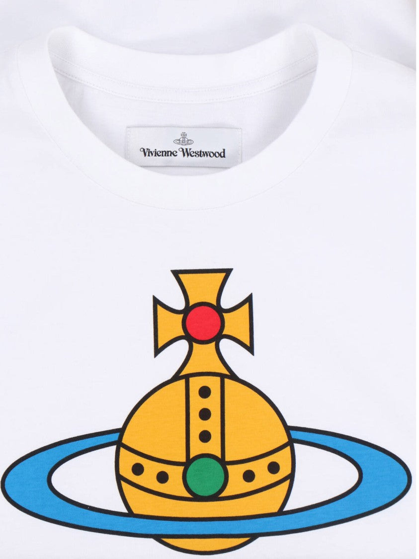 Vivienne Westwood White Orb Crew Neck Cotton T-Shirt