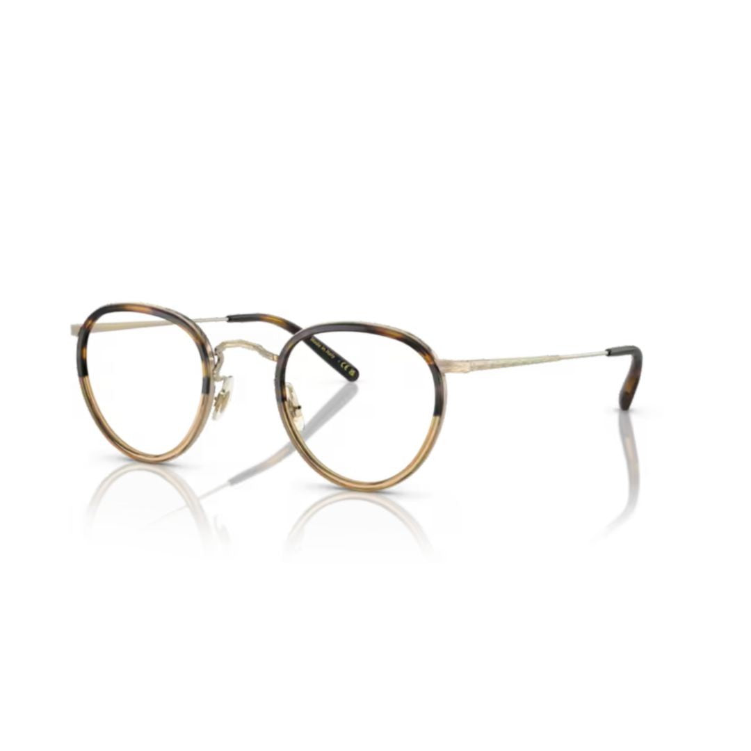 Oliver Peoples 1104 Vista Round Metal Frame Eyeglasses With Tortoiseshell Accents