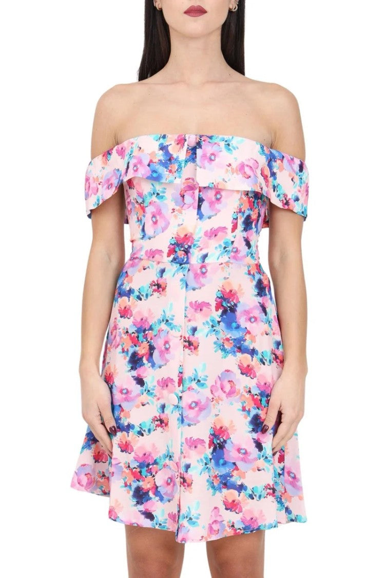 Mar De Margaritas Short Dress - Pink/Sky Blue