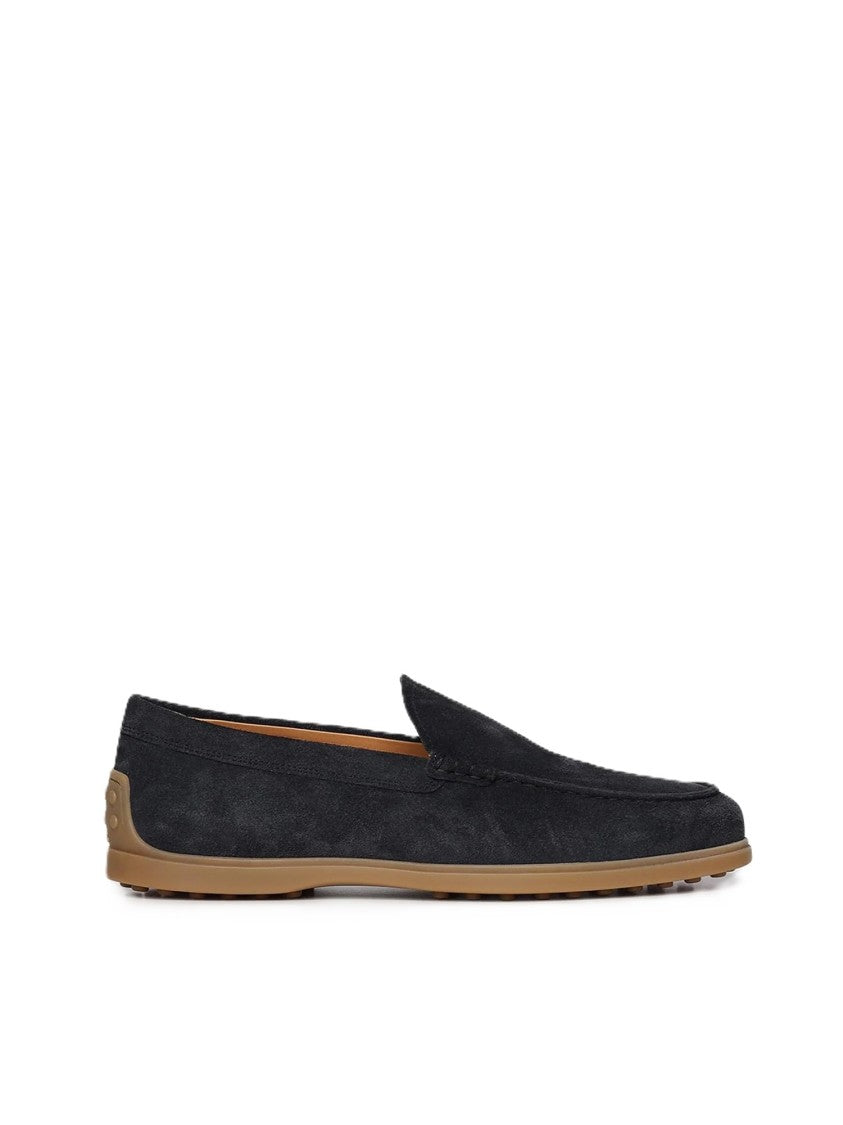 Tod's Moccasin-Style Black Suede Loafers With Contrasting Rubber Sole