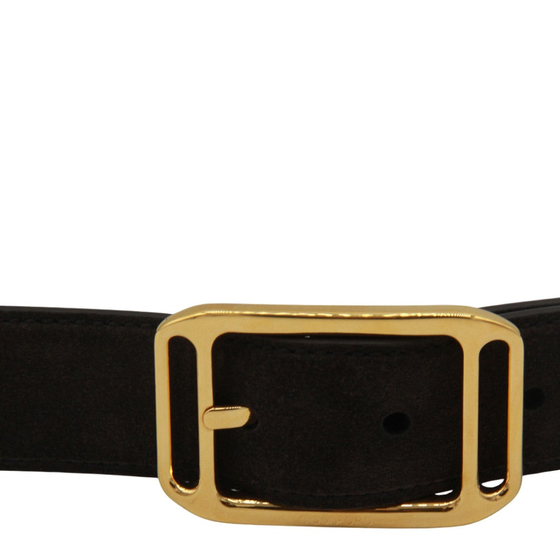 Tom Ford Sleek Brown Belt With Polished Gold Buckle