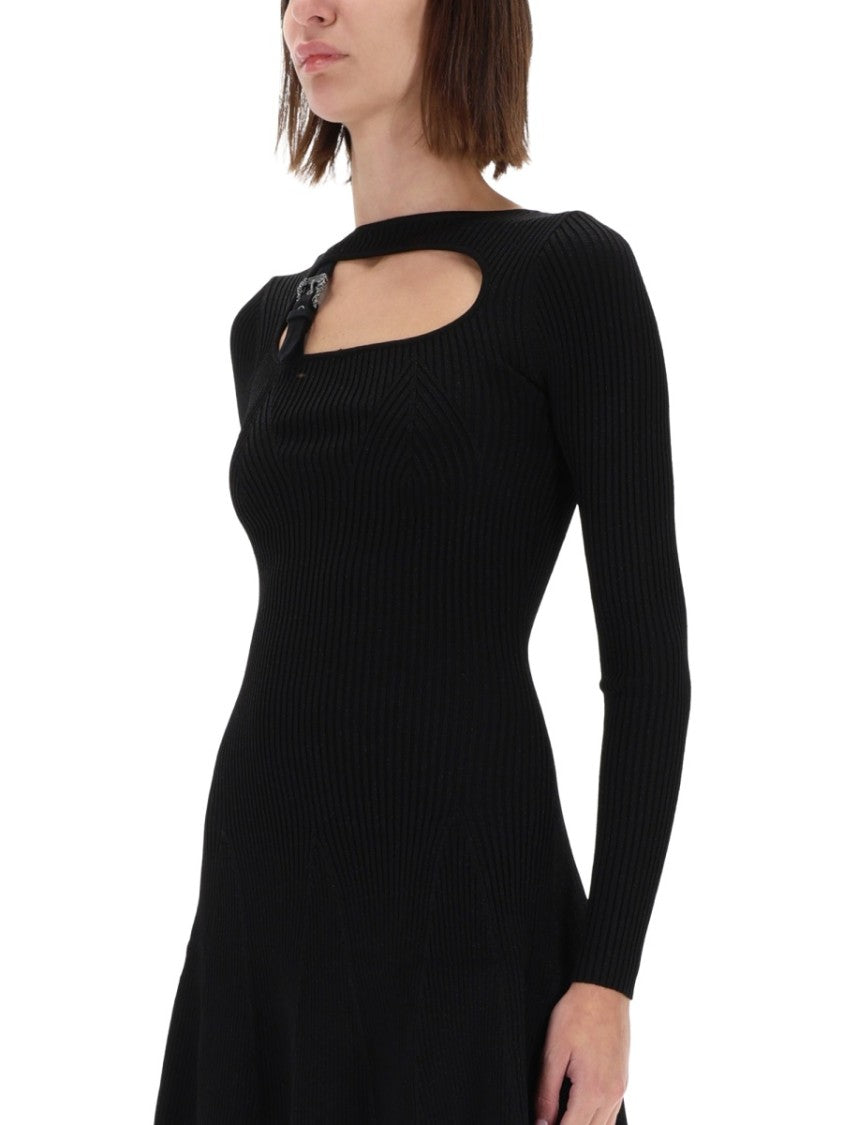 Versace Jeans Couture Black Fitted Buckle Mini Dress