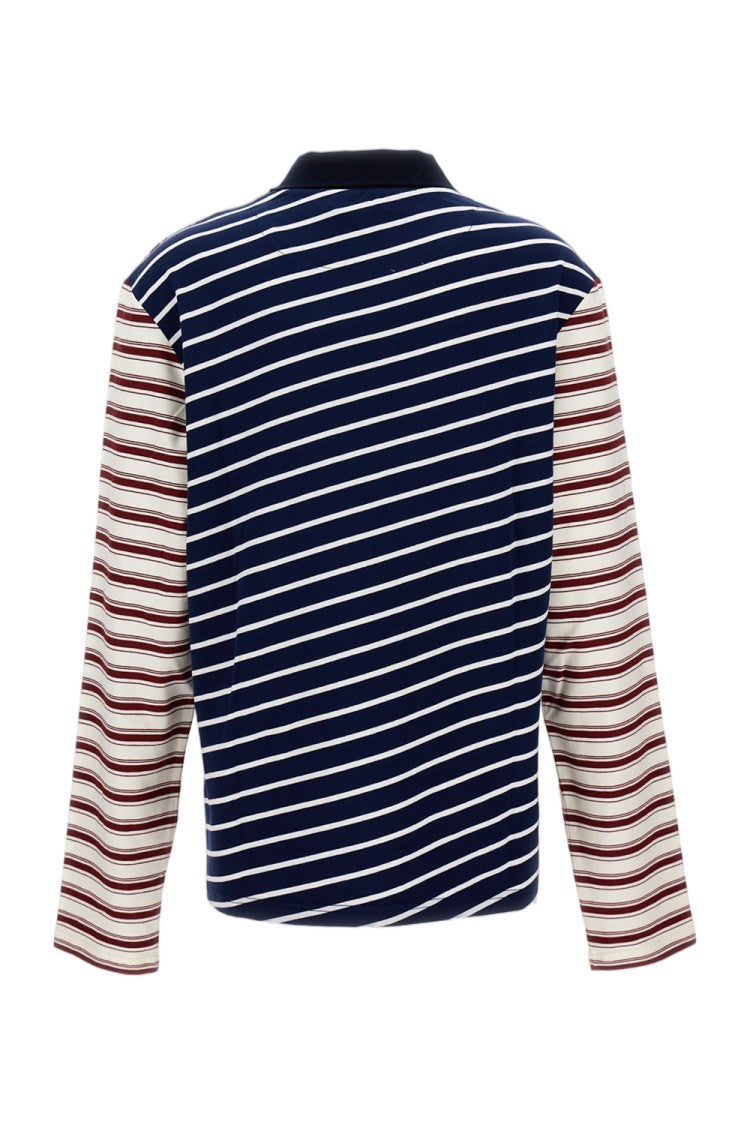Wales Bonner Pointed Collar V-Neck Sweater With Stripe Pattern
