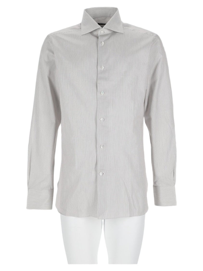 Zegna Long-Sleeve Striped Cotton Casual Shirt