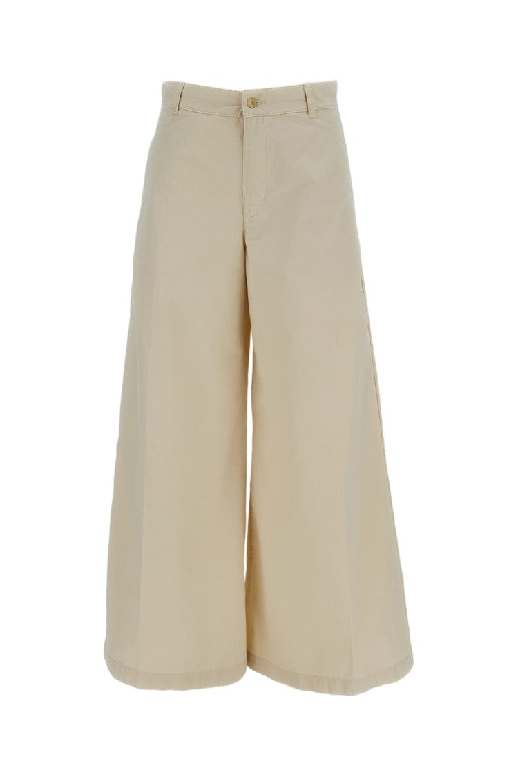 Polo Ralph Lauren Beige Wide-Leg Cotton Trousers