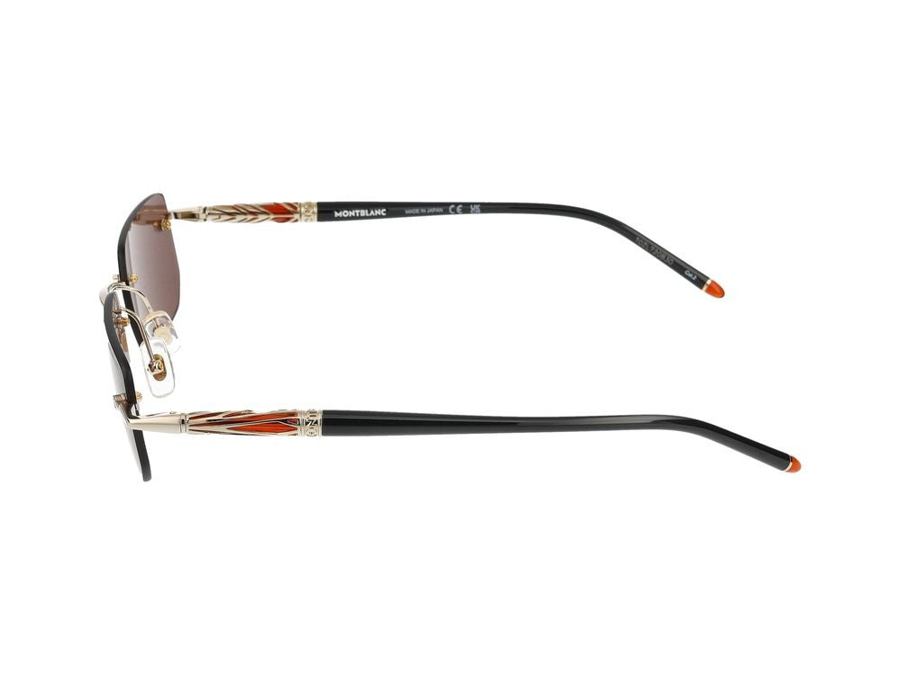 Montblanc Gold Mb0348s Metal Rimless Rectangular Sunglasses
