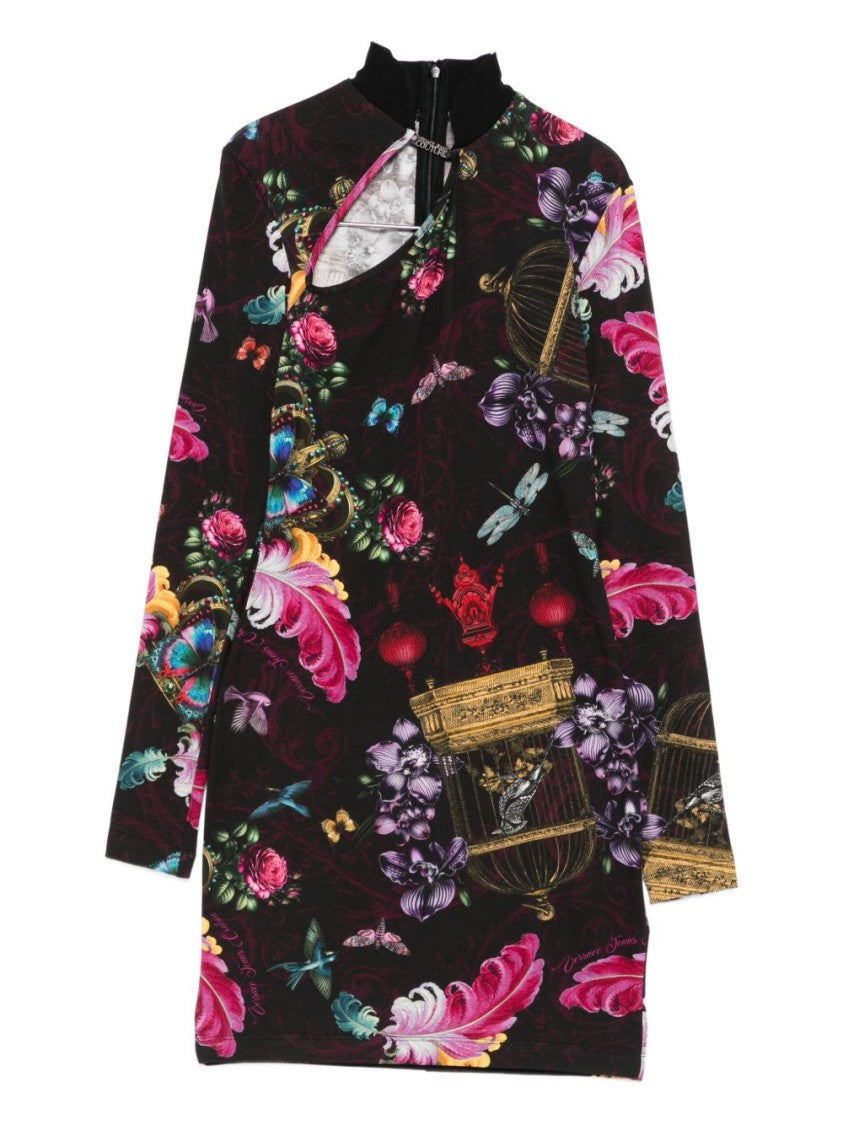 Versace Jeans Couture Fitted Mini Dress With High Neckline