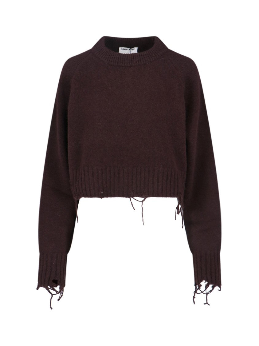 Low Classic Damage Crop Sweater – Brown