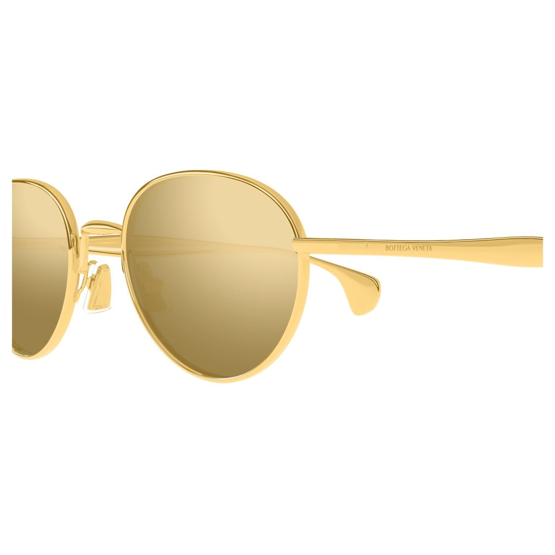 Bottega Veneta Bv1396s Rounded Metallic Gold Sunglasses