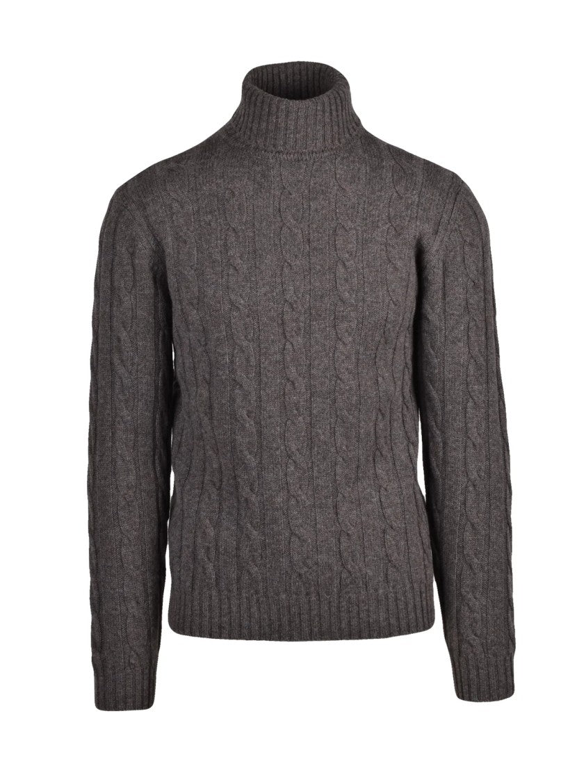 Daniele Fiesoli High Neck Cable Knit Sweater In Extrafine Merino Wool