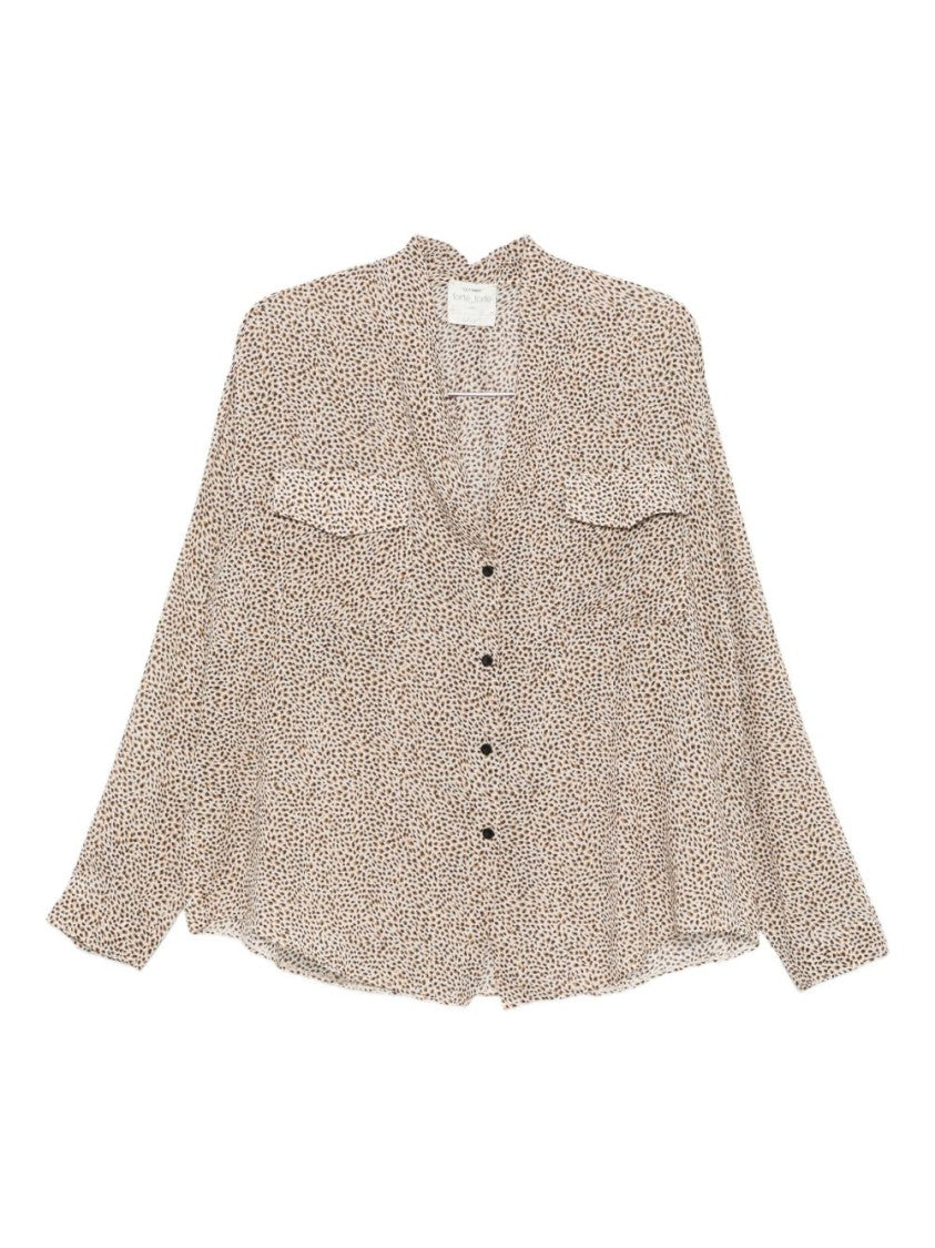 Forte Forte Relaxed Fit Cotton-Silk Blend Shirt With V-Neckline