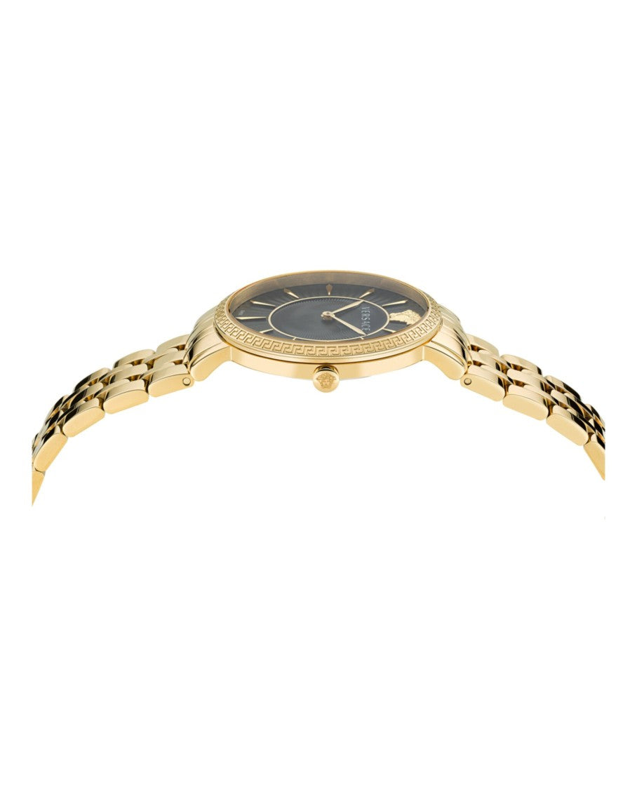 Versace V-Eternal Bracelet Watch With Black Guilloche Dial