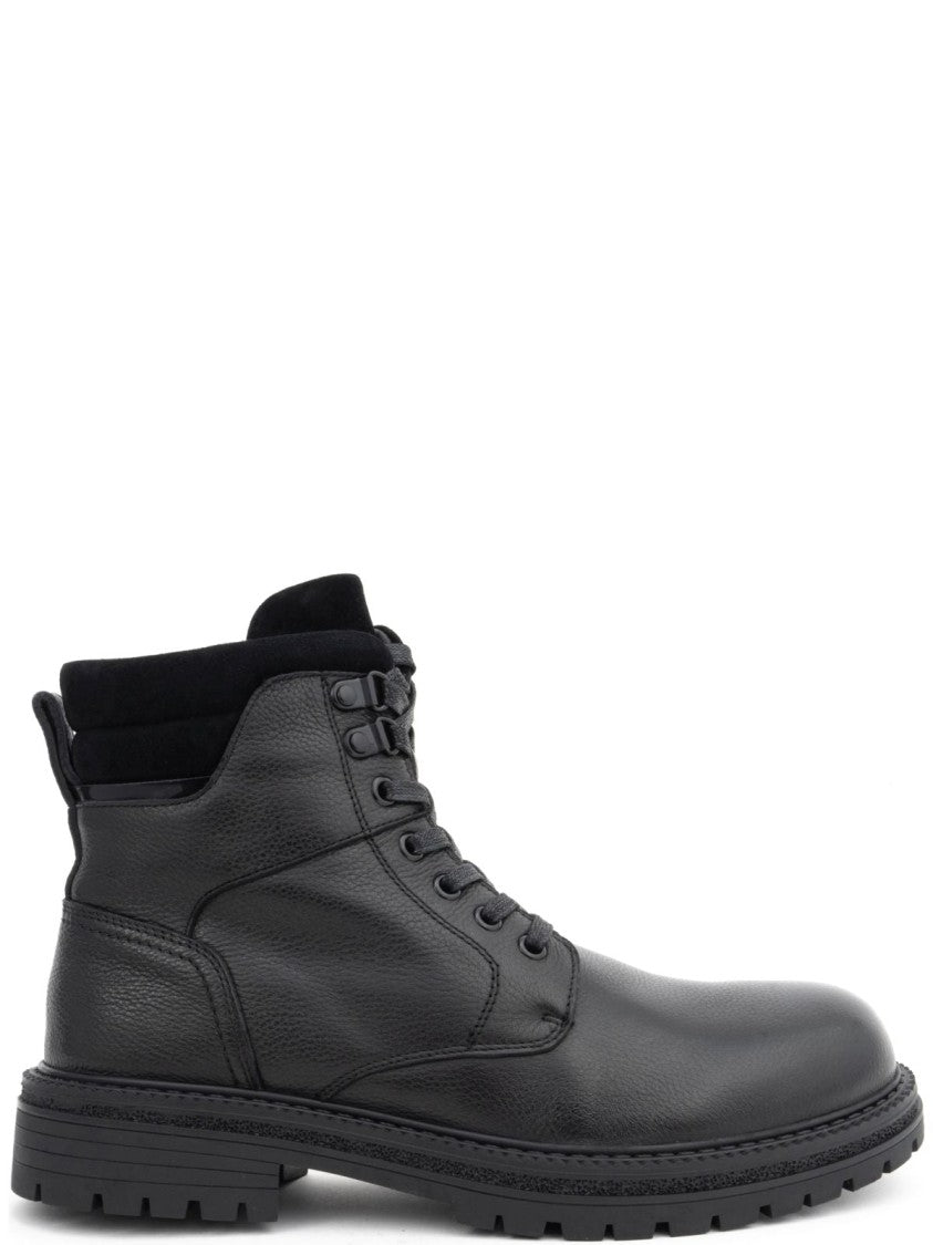 La Conte Ankle Boots With Textured Black Leather