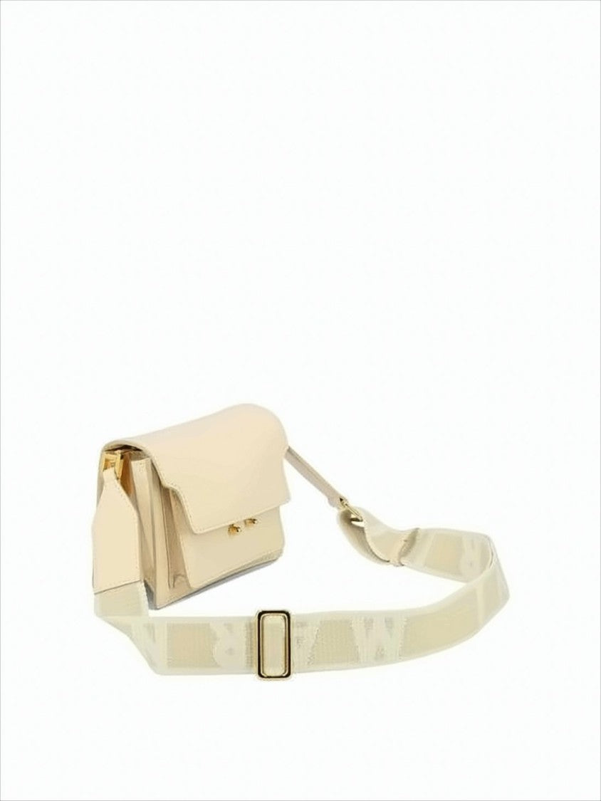 Marni Structured Cowhide Leather Shoulder Bag With Flap Closure